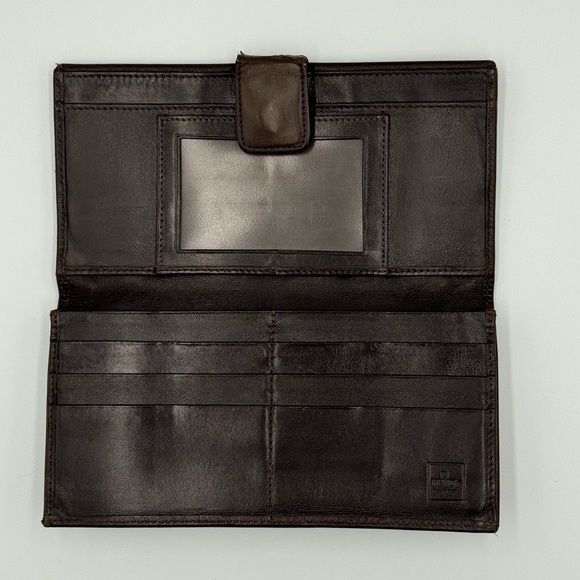 Fendi Dark Brown Leather and Canvas Double Snap Wallet - Picture 3 of 15